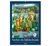 Nachts im Kühlschrank (Wandkalender 2026 DIN A2 hoch), CALVENDO Monatskalender: Entdecke die geheime Party der Lebensmittel