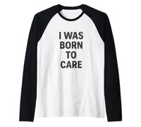 Nací para preocuparme. enfermera vintage, corazón y deber. Camiseta Manga Raglan
