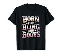 Nacida para Bling and Boots Country Western Women Cowgirl Camiseta