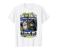Nacido de Dilly Dally Obligado a encerrar a un Gato Maldito Camiseta gráfica económica, Hombre, Blanco, L