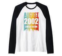 Nacido en Agosto 2002 Años Cumpleaños Edición Limitada Retro Camiseta Manga Raglan