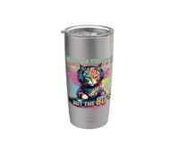 Nacido en los años 70 pero 80's Raised Me Birthday Cat DJ Vaso térmico de acero inoxidable de doble pared