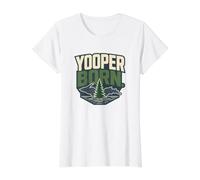 Nacido en Yooper, Upper Peninsula Michigan, Great Lakes Pride Camiseta gráfica económica, Mujer, Blanco, S