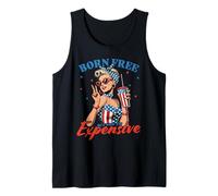 Nacido libre pero ahora soy caro Retro USA Girl 4 de julio Camiseta sin Mangas