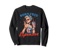 Nacido libre pero ahora soy caro Retro USA Girl 4 de julio Sudadera