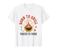 Nacido para Asar, Obligado a Trabajar, papá Retro, Humor de Barbacoa Camiseta