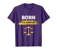 Nacido para discutir Abogados y Abogados Camiseta, Hombre, Morado, S