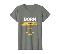 Nacido para discutir Abogados y Abogados Camiseta, Mujer, Verde Militar Jaspeado, XS