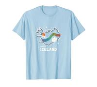 Nacido para Explorar Islandia Aventura Aurora Boreal Gráfico Camiseta, Hombre, Azul Bebé, 3XL