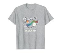 Nacido para Explorar Islandia Aventura Aurora Boreal Gráfico Camiseta, Hombre, Gris Jaspeado, 3XL