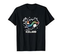 Nacido para Explorar Islandia Aventura Aurora Boreal Gráfico Camiseta, Hombre, Negro, XL