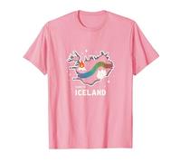 Nacido para Explorar Islandia Aventura Aurora Boreal Gráfico Camiseta, Hombre, Rosado, XL
