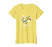 Nacido para Explorar Islandia Aventura Aurora Boreal Gráfico Camiseta, Mujer, Limón, XS
