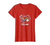 Nacido para Explorar Islandia Aventura Aurora Boreal Gráfico Camiseta, Mujer, Rojo, S