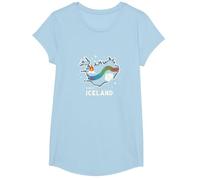 Nacido para Explorar Islandia Aventura Aurora Boreal Gráfico Camiseta, Niñas, Azul Bebé, XS