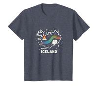 Nacido para Explorar Islandia Aventura Aurora Boreal Gráfico Camiseta, Niños, Azul Jaspeado, 4 años