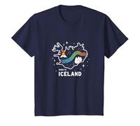 Nacido para Explorar Islandia Aventura Aurora Boreal Gráfico Camiseta, Niños, Azul Marino, 10 años