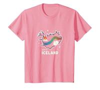 Nacido para Explorar Islandia Aventura Aurora Boreal Gráfico Camiseta, Niños, Rosado, 8 años