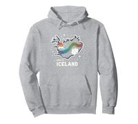 Nacido para Explorar Islandia Aventura Aurora Boreal Gráfico Sudadera con Capucha, Unisex para Adultos, Gris Jaspeado, S