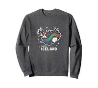 Nacido para Explorar Islandia Aventura Aurora Boreal Gráfico Sudadera, Unisex para Adultos, Jaspeado Oscuro, L
