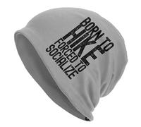 Nacido para Hacer Senderismo Obligado a socializar Cálido Gorro de Punto Hip Hop Gorro de Exterior Otoño Invierno Gorros de Exterior para Adultos Unisex