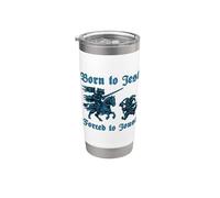 Nacido Para Jest Forzado A Joust Street Cat Caballero Medieval Vaso térmico de acero inoxidable de doble pared