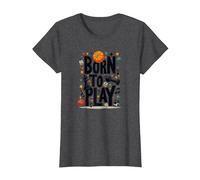 Nacido para Jugar: Tipografía de Deportes y Juegos lúdicos Camiseta, Mujer, Jaspeado Oscuro, XS