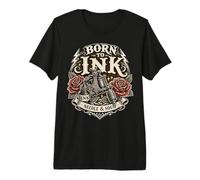 Nacido para la Aguja de Tinta y el Alma Tatuaje máquina gráfica Rosas Rojas Camiseta Premium