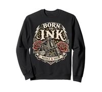 Nacido para la Aguja de Tinta y el Alma Tatuaje máquina gráfica Rosas Rojas Sudadera
