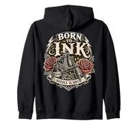 Nacido para la Aguja de Tinta y el Alma Tatuaje máquina gráfica Rosas Rojas Sudadera con Capucha
