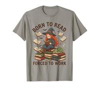 Nacido para Leer Forzado A Trabajar Amante De Libros De Brujas De Halloween Camiseta
