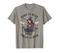 Nacido para Leer Forzado A Trabajar Amante De Libros De Brujas De Halloween Camiseta