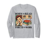 Nacido para Leer Forzado A Trabajar Bibliófilos Divertidos Amante De Libros Manga Larga