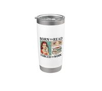 Nacido Para Leer Forzado A Trabajar Bibliófilos Divertidos Amante De Libros Vaso térmico de acero inoxidable de doble pared