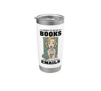 Nacido para leer libros obligados a leer correos electrónicos Humor divertido de oficina Vaso térmico de acero inoxidable de doble pared