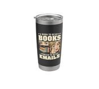 Nacido para leer libros obligados a leer correos electrónicos Humor divertido de oficina Vaso térmico de acero inoxidable de doble pared
