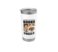 Nacido para leer libros obligados a leer correos electrónicos Humor divertido de oficina Vaso térmico de acero inoxidable de doble pared