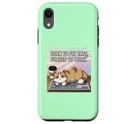 Nacido para mascotas gatos forzados a trabajar gato divertido Carcasa para iPhone XR