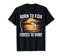 Nacido Para Pescar Trabajo Forzado Pesca Divertida Camiseta
