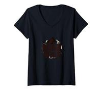 Nacido Salvaje: Silueta de Lobo Naturaleza Amante Aventura Camiseta Cuello V, Mujer, Negro, XL