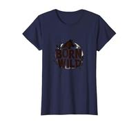 Nacido Salvaje: Silueta de Lobo Naturaleza Amante Aventura Camiseta, Mujer, Azul Marino, S