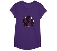 Nacido Salvaje: Silueta de Lobo Naturaleza Amante Aventura Camiseta, Niñas, Morado, L
