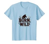 Nacido Salvaje: Silueta de Lobo Naturaleza Amante Aventura Camiseta, Niños, Azul Bebé, 6 años