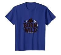 Nacido Salvaje: Silueta de Lobo Naturaleza Amante Aventura Camiseta, Niños, Azul Real, 8 años