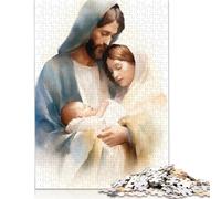 Nacimiento de 1000 Piezas - Niño Jesús, María y José - Rompecabezas creativos Cuadrados de Madera para Adultos, 1000 Piezas (75 x 50 cm)