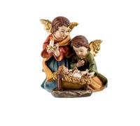 Nacimiento Niño Jesús 2 Ángeles figura Navidad 11 cm. monopieza resina