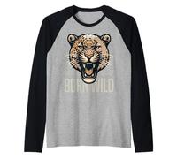 Nació la Cabeza de Leopardo Salvaje. Animal Feroz para los Camiseta Manga Raglan