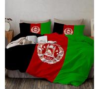 Nacionalismo Funda de Edredón Juego de Ropa de Cama, 135x200 cm Una Bandera de Afganistán Patrón Suave Microfibra Bedding Incluye 1 Funda Nórdica y 1 Funda de Almohada Double Sided, Verde Brillante