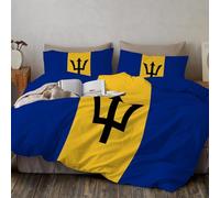 Nacionalismo Funda de Edredón Juego de Ropa de Cama, 240x220 cm Bandera de Barbados Patrón Suave Microfibra Bedding Incluye 1 Funda Nórdica y 2 Funda de Almohada Double Sided, Azul Marino