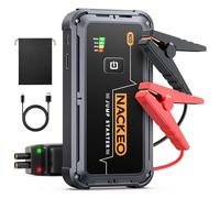 NACKEO Arrancador de Coches, 5000A Arrancador de Baterias de Coche 12V (para 9.0L de Gasolina o 8.5L de Diésel), Jump Starter Portátil con Pinzas, Carga Rápida, Luz LED, Espera Larga, Compacto